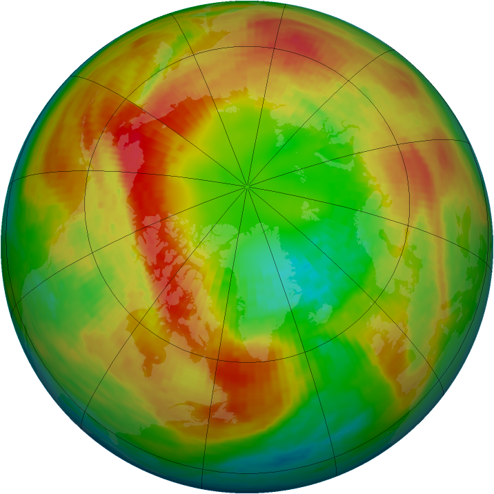 Arctic ozone map for 28 February 1994
